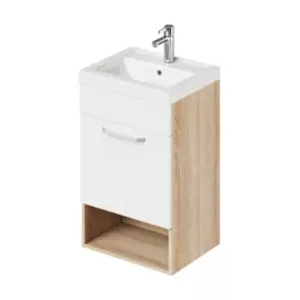 тумба с раковиной подвесная ika лайт 50 см (дуб сонома+белый)