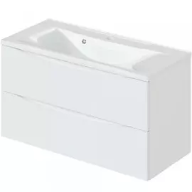 тумба с раковиной подвесная итана мишель 100 1000х440х560 (белый глянец)