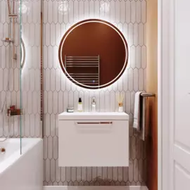 тумба с раковиной подвесная итана nature 60 597х378х437 (белый глянец)