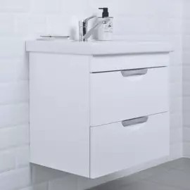 тумба с раковиной подвесная nrava aqva адель 60 610х410х570 белый глянец