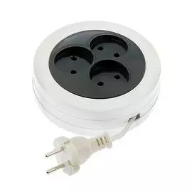 удлинитель на рулетке, без з/к, 3 гнезда, 3 метра, провод шввп 2х0,75, ур23-3м