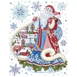 украшение новогоднее оконное "дедушка в шубе" magic time пвх пленка 81320