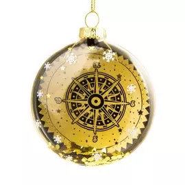 украшение новогоднее подвесное 2,5х8,5х8см "медальон-компас" magic time стекло 81796