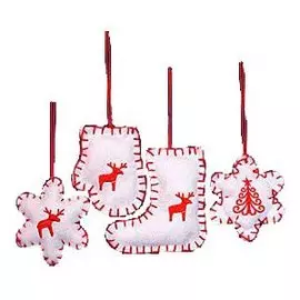 Украшение-подвеска новогоднее ЛАПЛАНДИЯ 10см белый\красный полиэстер 65797