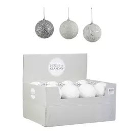 украшение подвесное шар 8см house of seasons серебро/белый 83840