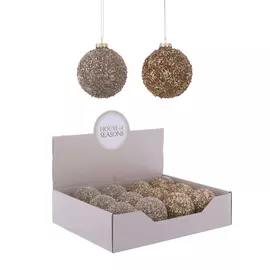 украшение подвесное шар 8см house of seasons стекло медь/золото в обсыпке 84447