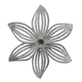 украшение подвесное снежинка эдельвейс серебряная