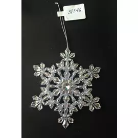 украшение подвесное снежинка с кристалликами, 13см, из пластика, 38576