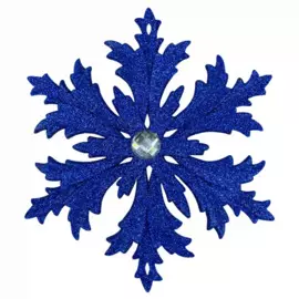 украшение подвесное снежинка синяя с камешком