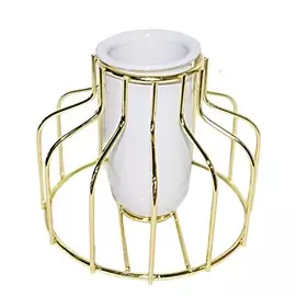 Ваза керамическая Флекс 15см белый/золото 8827