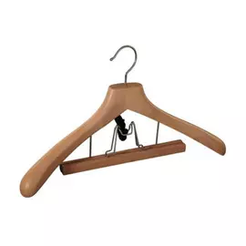 Вешалка для костюма деревянная с зажимом с утолщенными плечиками, 44 см