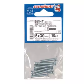 ВИНТ ОЦИНК.ПОТ. DIN 965 М 5Х30 (10ШТ)