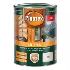 влагостойкая лазурь для дерева pinotex ultra белая 1л
