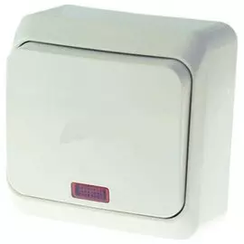 выключатель (открытый, белый, 1 клавиша, с рамкой, с подсветкой) se lexel этюд, ba10-005b