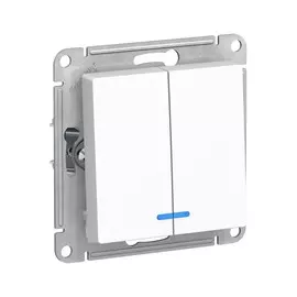 выключатель (скрытый, белый, 2 клавиши, с подсветкой, без рамки) se atlasdesign, atn000153