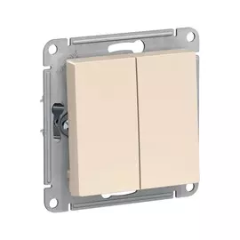выключатель (скрытый, бежевый, 2 клавиши, без рамки) se atlasdesign, atn000251