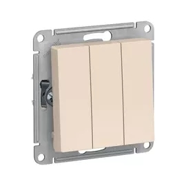 выключатель (скрытый, бежевый, 3 клавиши, без рамки) se atlasdesign, atn000231