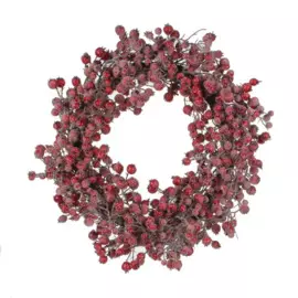 венок с ягодами 55см house of seasons красный заснеженный 83013