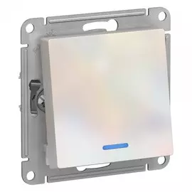 переключатель 1клав. se atlasdesign, скрытый проходной без рамки, с подсветкой, жемчужный, atn000463
