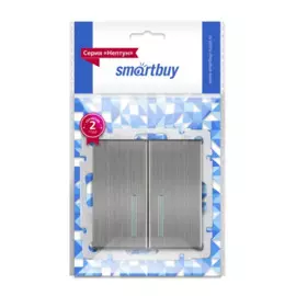 выключатель (серый никель, 2 клавиши) smartbuy нептун sbe-05gn-10-sw2-1