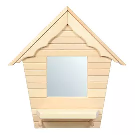 зеркало с полочкой и вешалкой 2 рожка домик 54*57 см, липа, зеркало 20*20 см банные штучки