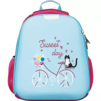 №1 School Ранец анатомический Basic Кот на велосипеде 36x32x21.5 см