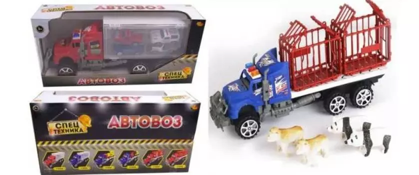 ABtoys Спецтехника Автовоз с четырьмя фигурками животных