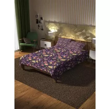 Ambesonne Покрывало стеганое Абстрактные цветы 235x220 и две наволочки 70х50