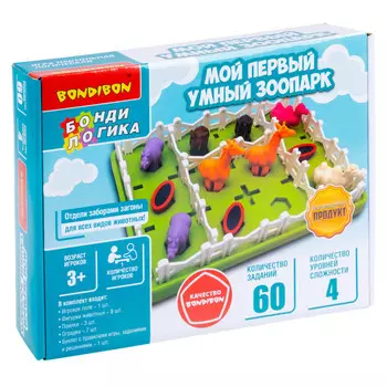 Bondibon Игра настольная логическая БондиЛогика Мой первый умный зоопарк