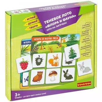 Bondibon Настольная игра на липучках теневое лото Флора и Фауна