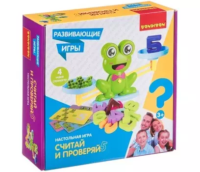 Bondibon Настольная игра Считай и проверяй с лягушатами