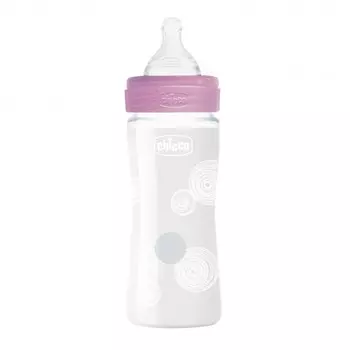 Бутылочка Chicco Well-Being Girl стеклянная с силиконовой соской с 0 мес. 240 мл