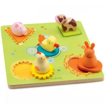 Деревянная игрушка Djeco Пазл - сортировка Утка и друзья