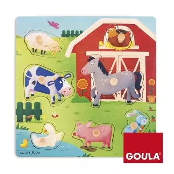 Деревянная игрушка Goula Рамка-вкладыш Ферма мама и малыш