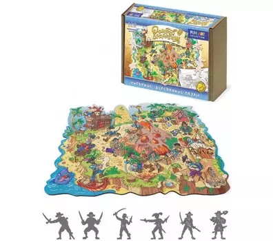 Деревянная игрушка Нескучные Игры Фигурный пазл Fun art Collection - Остров сокровищ (102 детали)