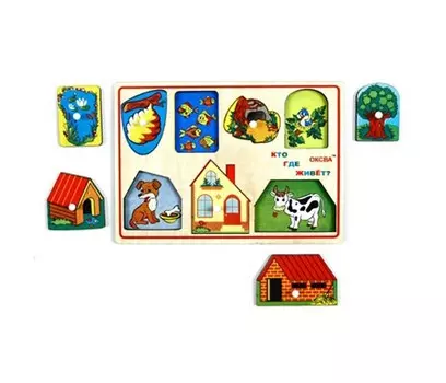 Деревянная игрушка Оксва Доска Сегена Кто где живет