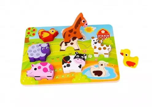 Деревянная игрушка Tooky Toy Пазл Ферма TKC479