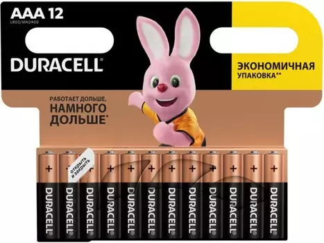 Duracell Батарейка алкалиновая Basic AAA (LR03) 12 шт.