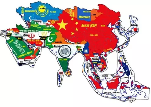 Геомагнит Магнитный пазл Азия 44 элемента