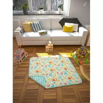 Игровой коврик AmaroBaby детский стёганный Жирафики 115х115 см