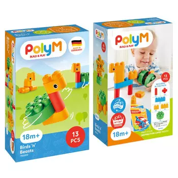 Конструктор PolyM детский Птицы и звери 13 элементов