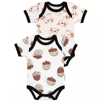 Little Fox Боди короткий рукав Limited Collection Еноты желуди 2 шт.