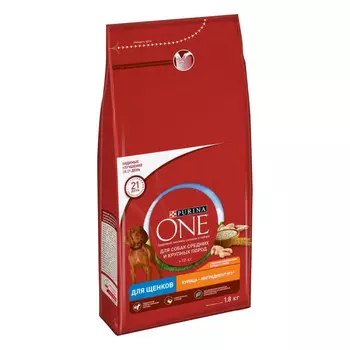 Purina ONE Сухой корм для щенков средних и крупных пород Курица и рис 1.8 к
