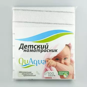 Qu Aqua Непромокаемый наматрасник на резинках по углам SilverLine (махра) 120х60