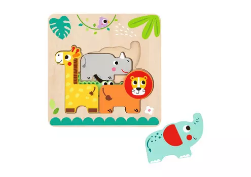 Деревянная игрушка Tooky Toy Многослойный пазл Животные джунглей