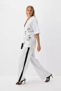 Брюки белые с лампасом