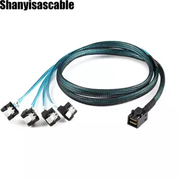 0.5M Internal Mini SAS HD SFF-8643 to 4X SATA 7pin female 90 degree Hard Disk Data Server Raid Cable