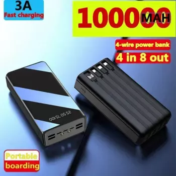 100000 Блок питания для быстрой зарядки через USB, светодиодный экран, портативный мобильный блок питания, внешняя зарядка аккумулятора для телефонов