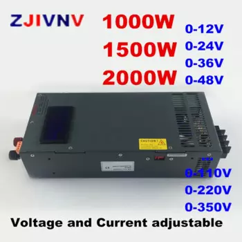 1000 Вт 1500 Вт 2000 Вт ac-dc Импульсный источник питания с регулируемым напряжением и током 12 В 24 в 36 в 48 в 70 в 350 В с displayer CC CV PSU