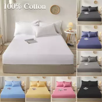 HIHOQR Однотонная простыня из хлопка для кровати king-size